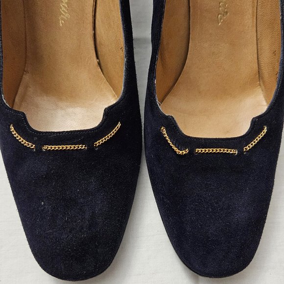 DONATED: Mr. Seymour Women's Navy Suede High Heels - Made in Spain Size 8 B - Picture 2 of 16